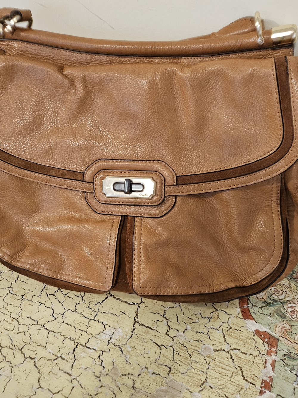 Coach Brown Leather Crossbody with Turnlock Detail
